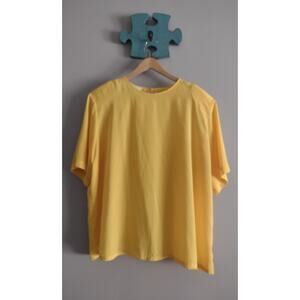 Vintage 90s Spring Yellow Pull Over Plus Size Blouse 24W